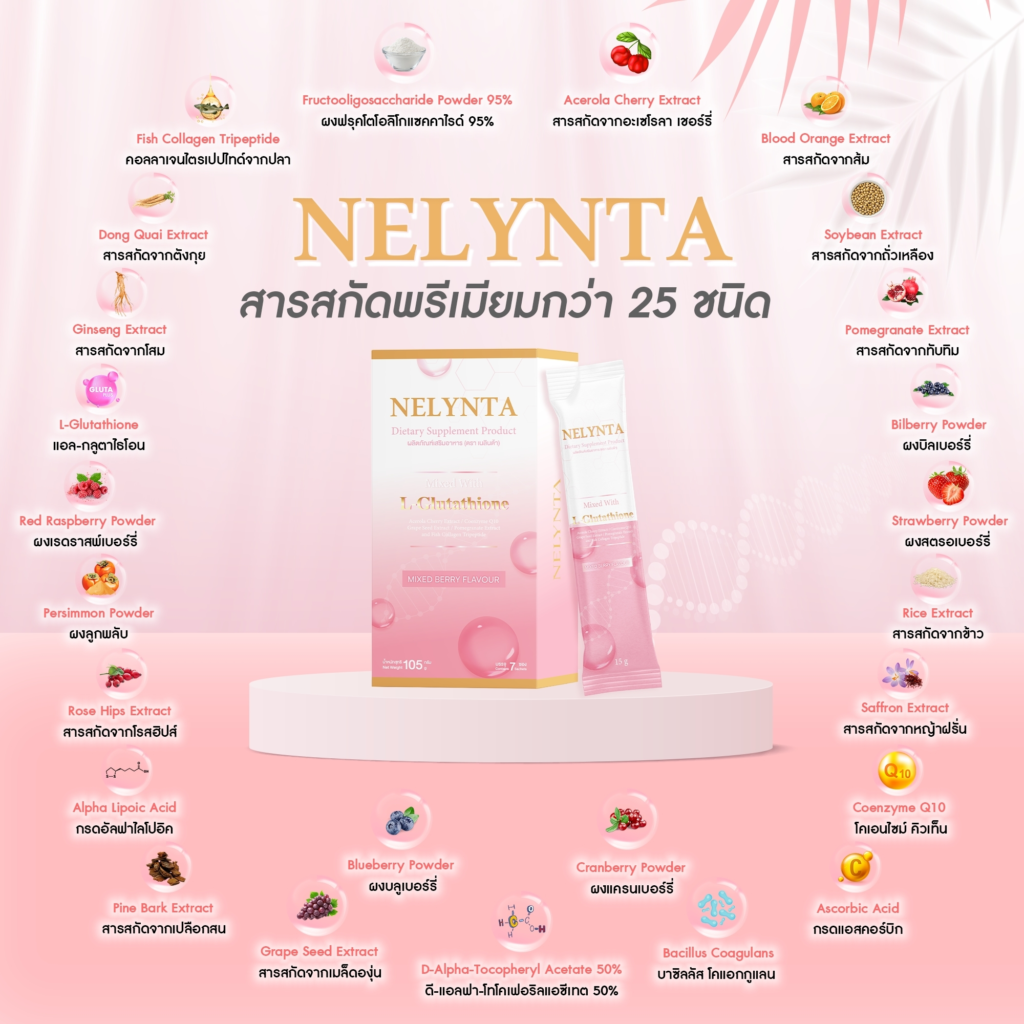 เนลินต้าประกอบด้วยสารสกัดพรีเมียมกว่า25ชนิด